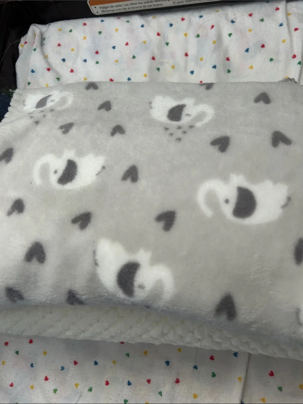 Soft Plush Nursery Blanket Stack - White with Multicolor Accents